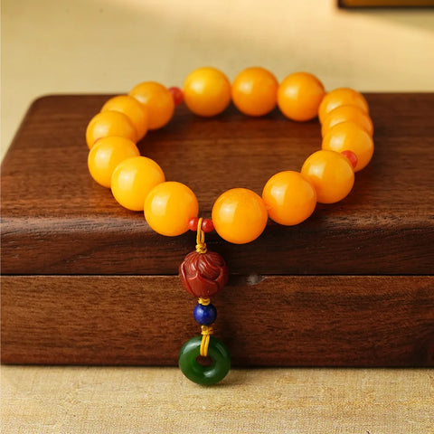 Yellow Amber Bead Bracelet-ToShay.org