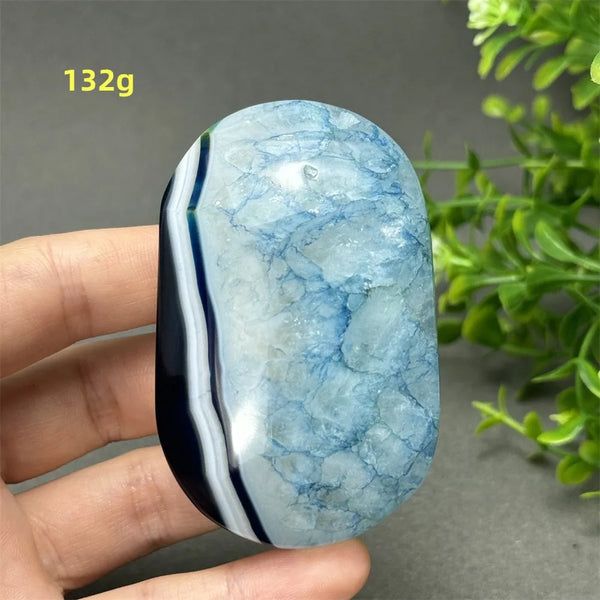 Blue Agate Palm Stone-ToShay.org