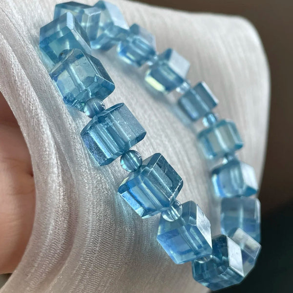 Blue Aquamarine Square Beads-ToShay.org