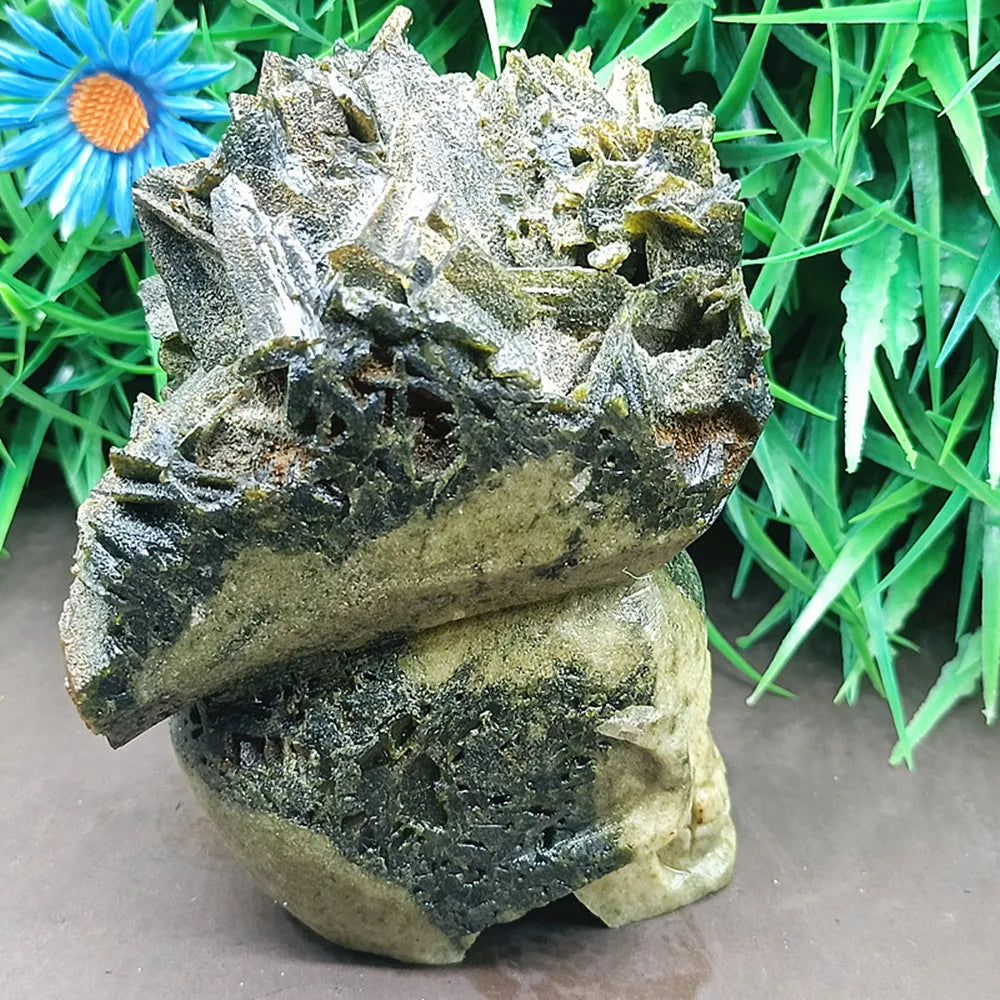 Green Crystal Cluster Skull-ToShay.org