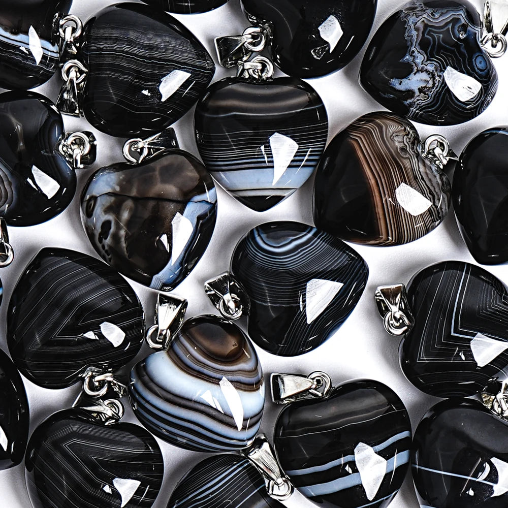 Black Striped Agate Hearts-ToShay.org