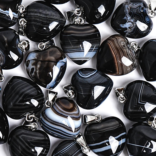 Black Striped Agate Hearts-ToShay.org