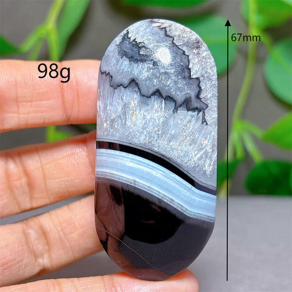 Black Silk Agate Palm Stone-ToShay.org