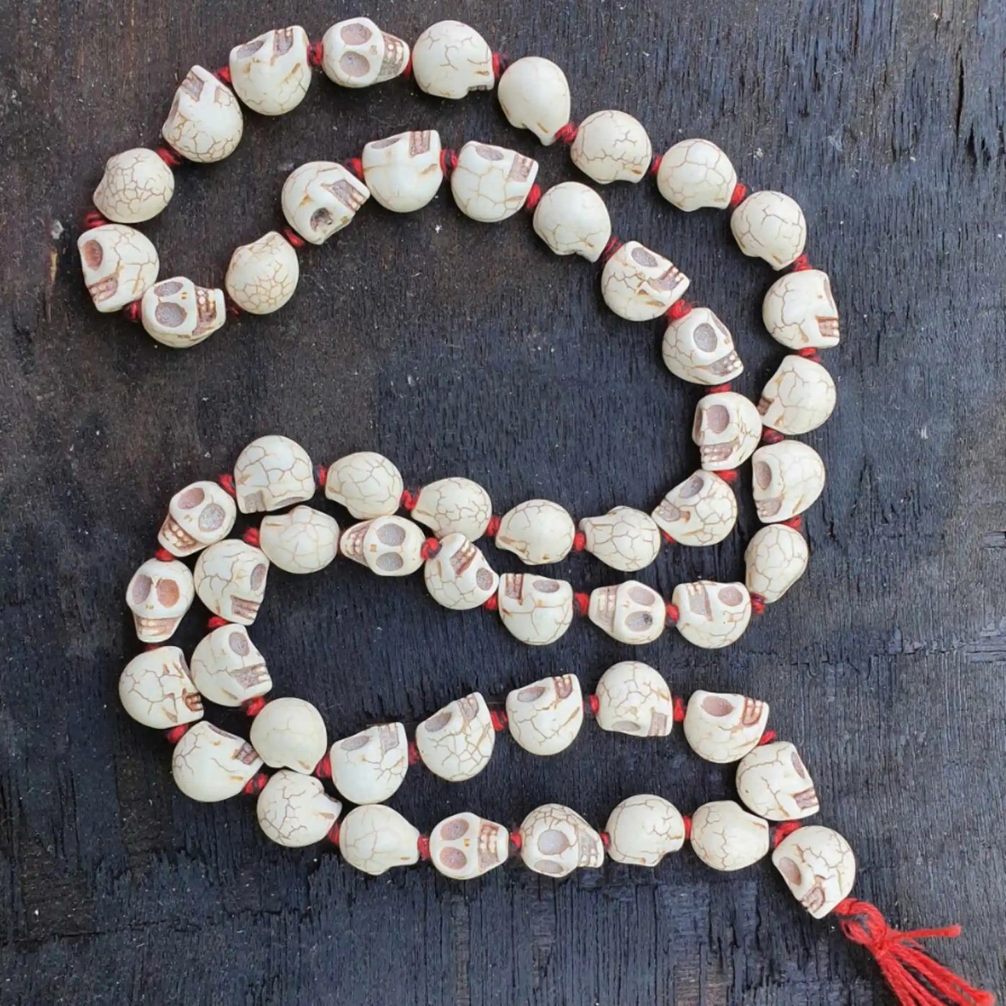 White Howlite Skull Bead Mala-ToShay.org