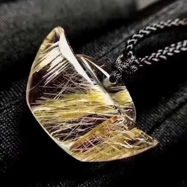 Gold Rutilated Quartz Pendant-ToShay.org