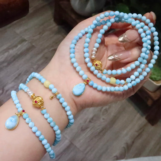 Blue Larimar Charm Bracelet-ToShay.org