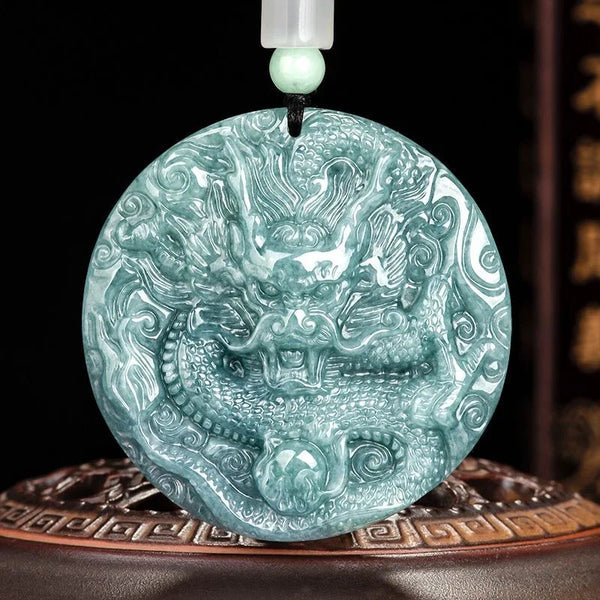 Blue Jadeite Dragon Pendant-ToShay.org