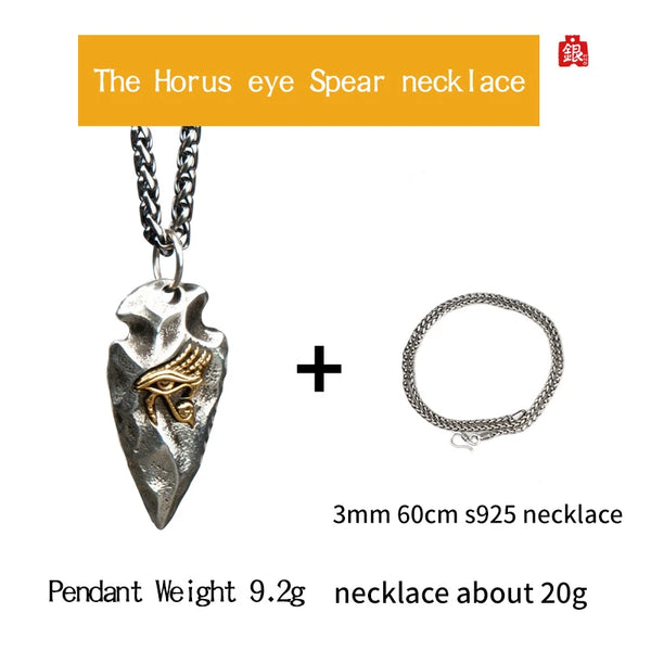 Silver Horus Eye Spear Pendant-ToShay.org