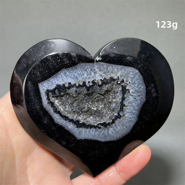 Black Agate Geode Heart-ToShay.org
