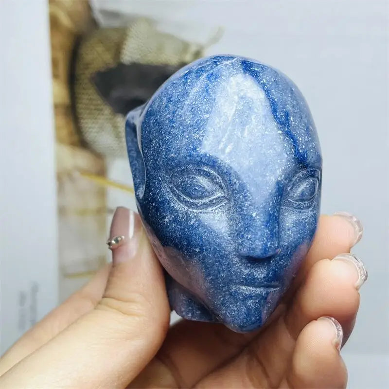 Blue Aventurine Alien Skull-ToShay.org