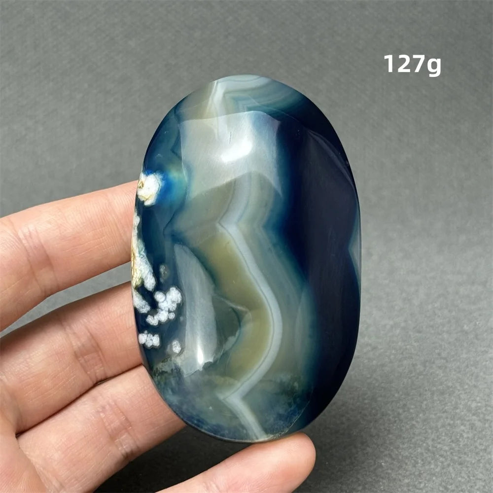 Blue Agate Palm Stone-ToShay.org
