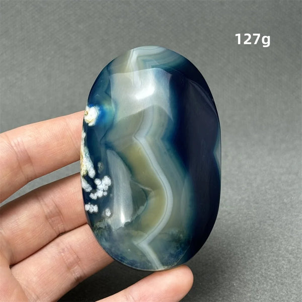 Blue Agate Palm Stone-ToShay.org