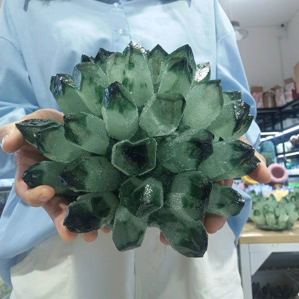 Green Phantom Crystal Cluster-ToShay.org