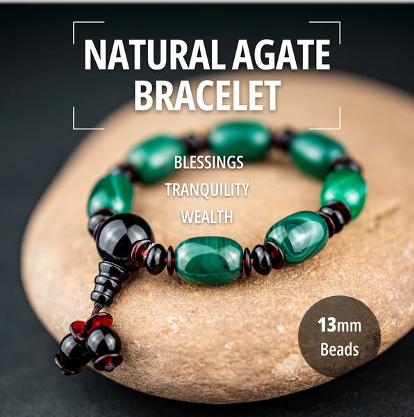 Green Agate Bead Bracelet-ToShay.org