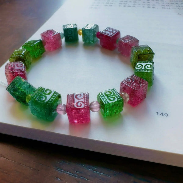 Pink Green Tourmaline Bracelet-ToShay.org