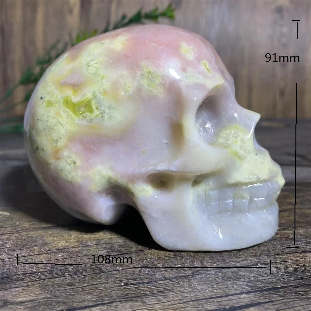 Crystal Natural Green Red Tourmaline Skull Carving Stone Reiki Beauty Quartz High Quality Healing Stones Decoration Mineral-ToShay.org