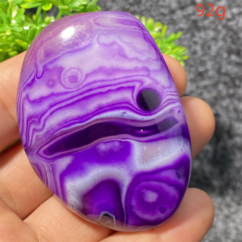 Purple Silk Agate Palm Stone-ToShay.org