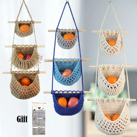 Hanging Macrame Fruit Baskets-ToShay.org