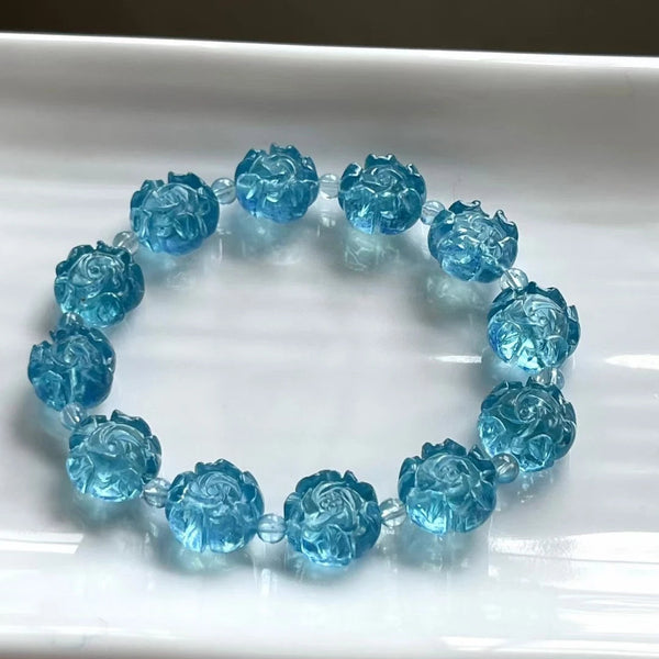 Blue Aquamarine Flower Bracelet-ToShay.org