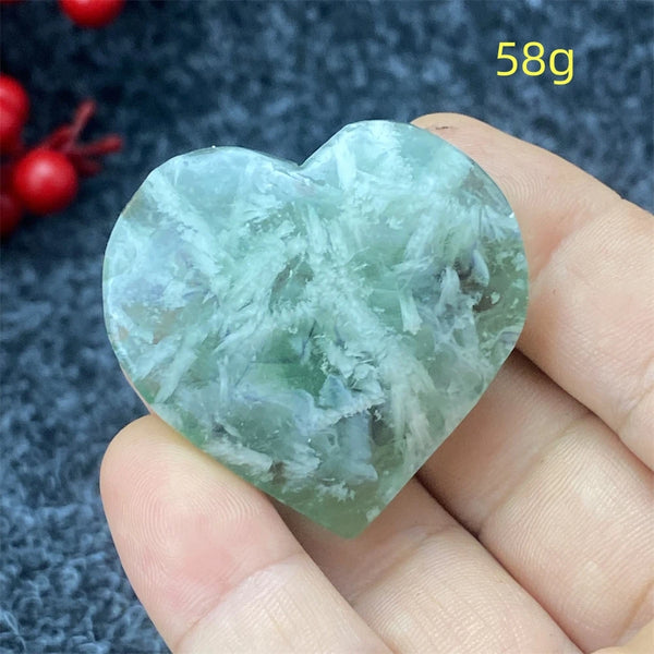 Green Feather Fluorite Heart-ToShay.org