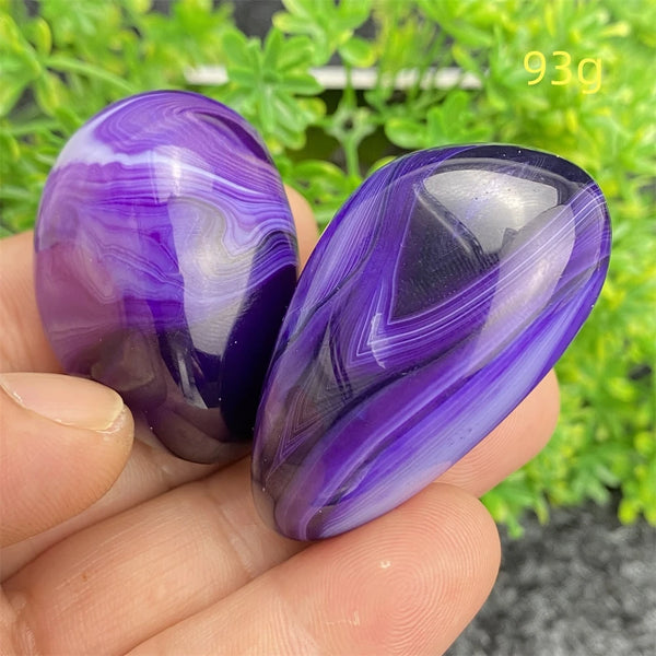 Purple Silk Agate Palm Stone-ToShay.org
