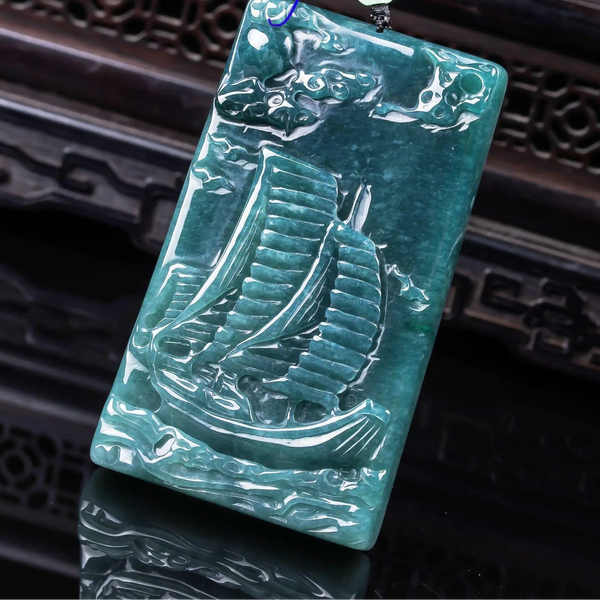 Blue Jadeite Sailboat Pendant-ToShay.org