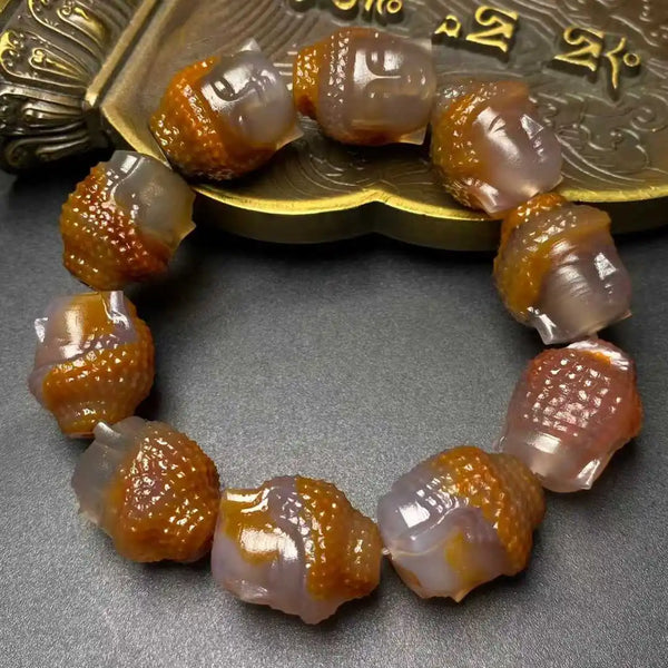 Orange Buddha Head Bracelets-ToShay.org
