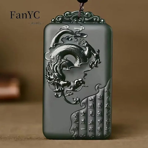 Black Jade Dragon Pendant-ToShay.org