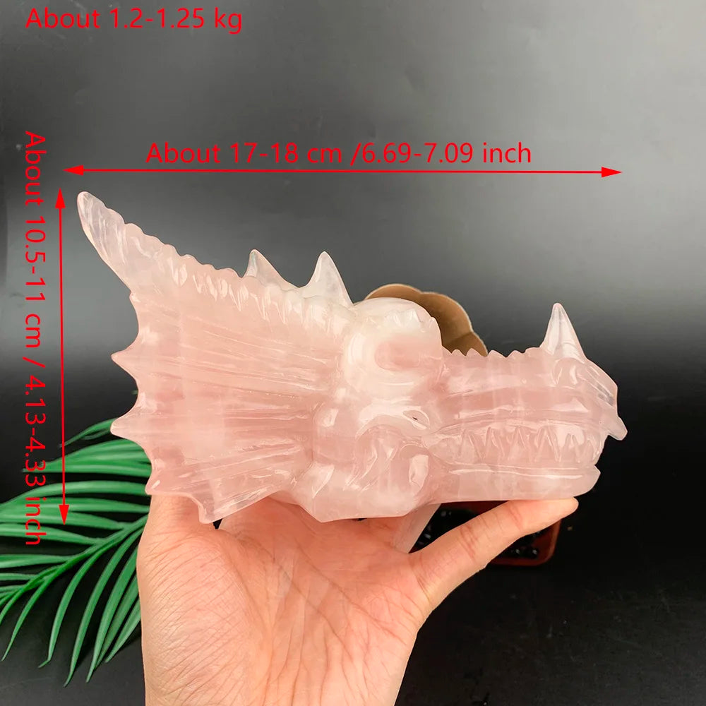 Pink Rose Quartz Dragon Head-ToShay.org