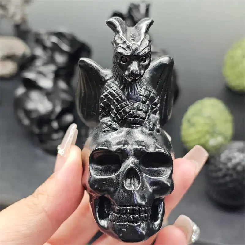 Black Obsidian Dragon Skull-ToShay.org