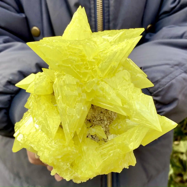 Yellow Sulfur Quartz Crystal Cluster-ToShay.org