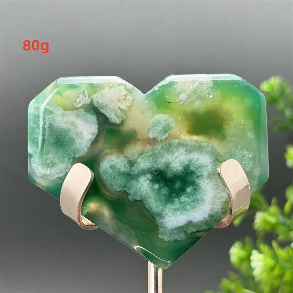 Green Cherry Blossom Agate Heart-ToShay.org