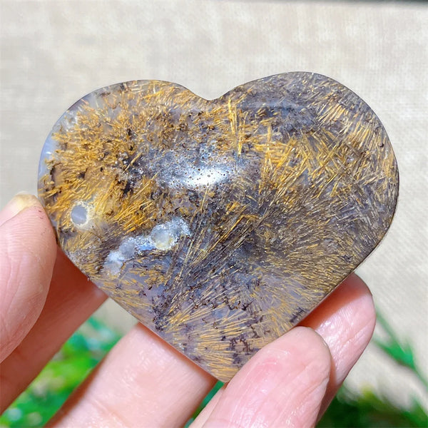 Yellow Hair Agate Heart-ToShay.org