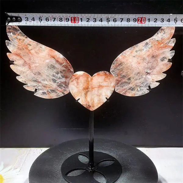 Red Fire Quartz Heart Angel Wing-ToShay.org