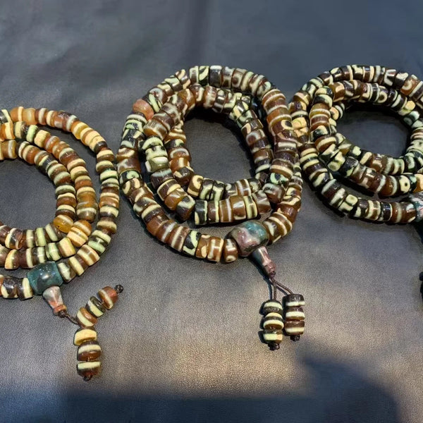 Tibetan Dzi Agate Prayer Beads-ToShay.org