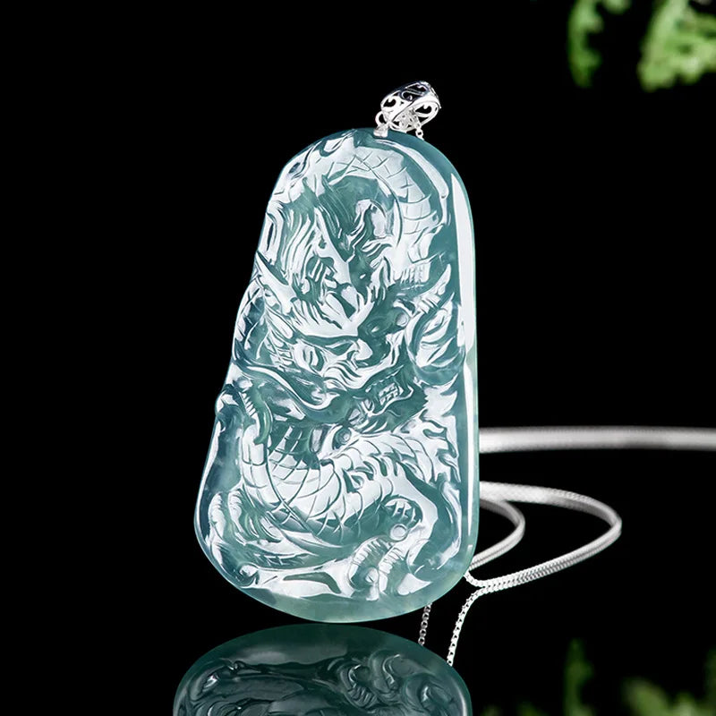 Blue Jadeite Dragon Pendant-ToShay.org