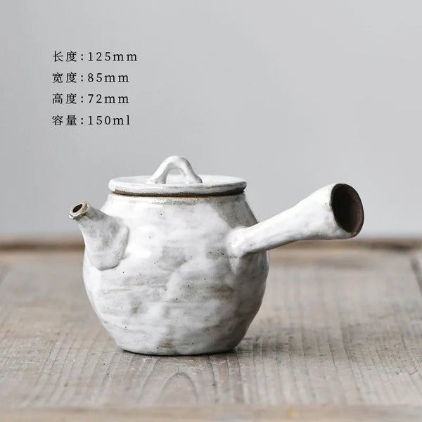 White Pottery Side Handle Pot-ToShay.org