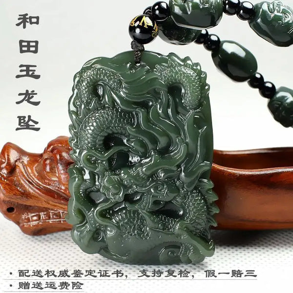 Green Jade Dragon Pendant-ToShay.org