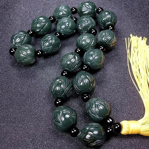 Green Jadeite Buddha Beads-ToShay.org