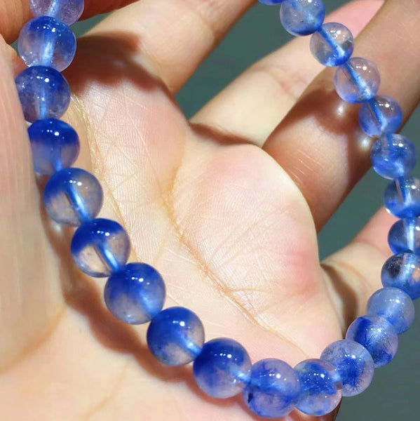 Blue Dumortierite Rutilated Bracelet-ToShay.org
