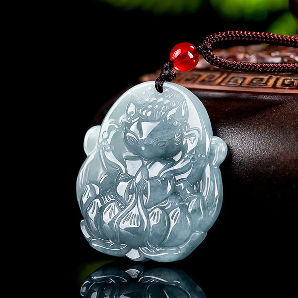 Blue Jadeite Fox Pendant-ToShay.org