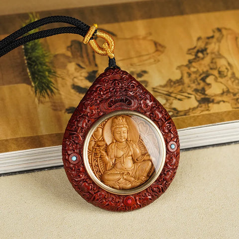 Red Mahogany Amitabha Pendant-ToShay.org