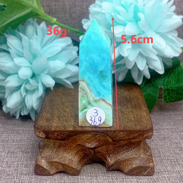 Blue Caribbean Calcite Point-ToShay.org