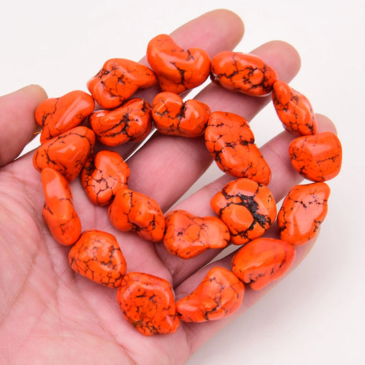 Orange Turquoise Nugget Beads-ToShay.org