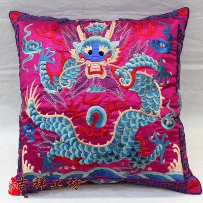 Embroidered Dragon Cushion Cover-ToShay.org
