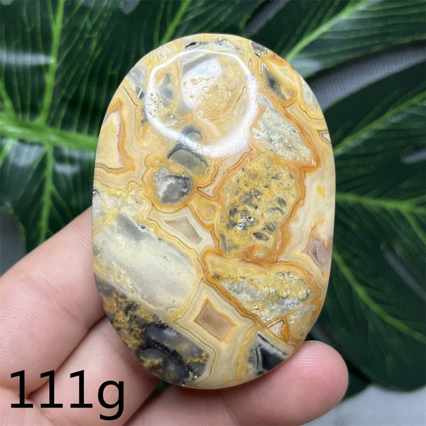 Yellow Crazy Agate Palm Stone-ToShay.org