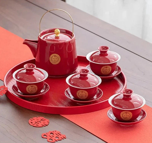 Red Ceramic Tea Sets-ToShay.org