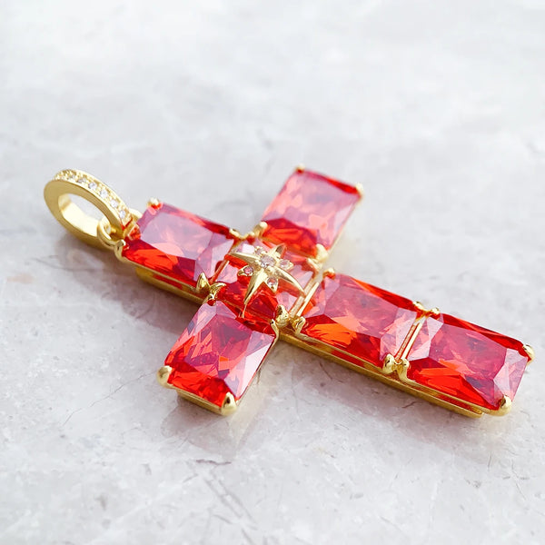 Red Crystal Cross Pendant-ToShay.org