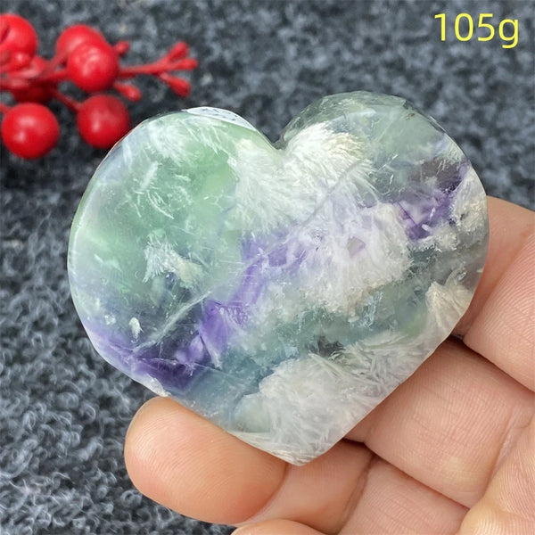 Green Feather Fluorite Heart-ToShay.org