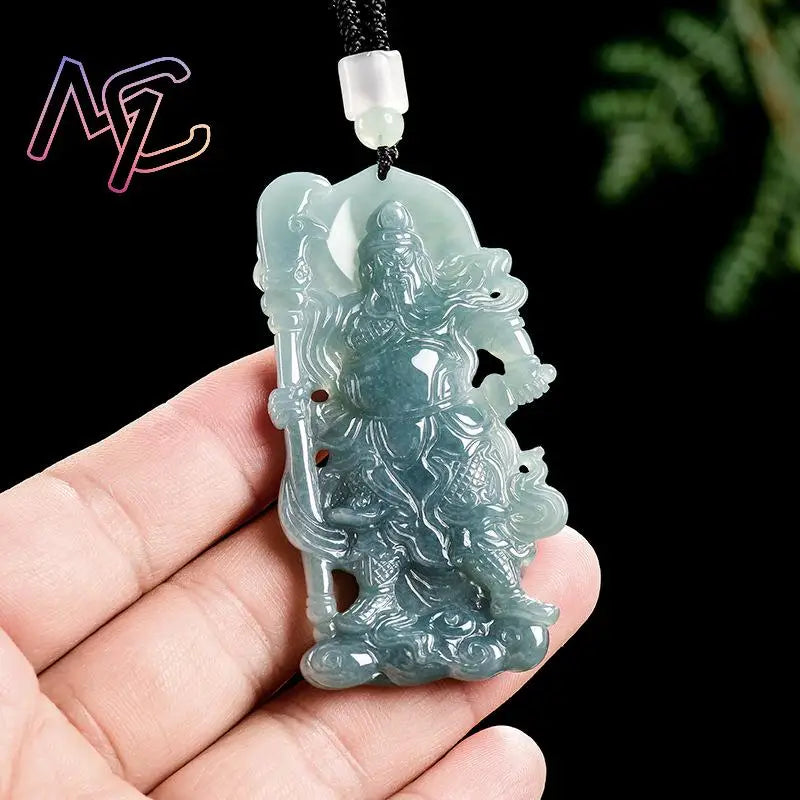 Blue Jadeite Guan Yu Pendant-ToShay.org